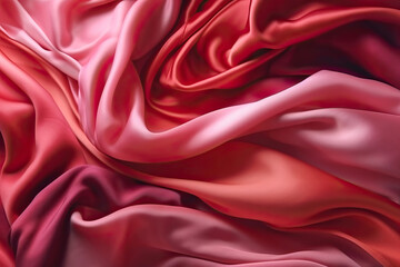 Obraz premium Pink and Red Fabric with Ripples and Folds,red satin background,red silk background,red satin fabric