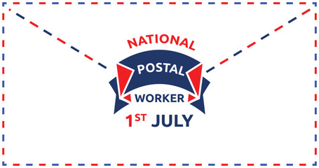 National Postal Worker Day July 1st illustration vector design with mail envelope background design
