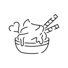 Ice Cream line Icon. Summer vector such as parfait, vector frozen yogurt, ice cream sundae, vanilla, chocolate. Dessert