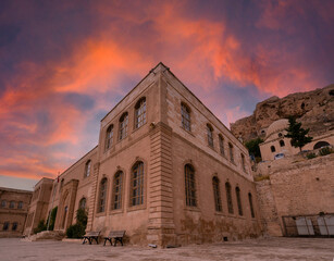 mardin region old city part architecture and colorful sky