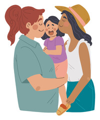 Two women kiss girl (LGTBQ)