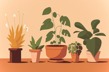 Obraz premium Plants minimalist flat illustration