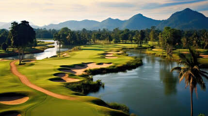Fototapeta premium Golf course sport, Golfing Holidays in Thailand