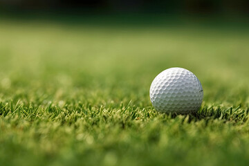 Obraz premium Selective focus. white golf ball on green grass good for background