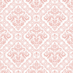 Orient classic pink and white pattern. Seamless abstract background with vintage elements. Orient background. Ornament for wallpaper and packaging
