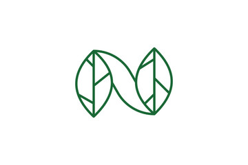 Obraz premium letter N and leaves logo design concept simple for company brand