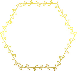 Hexagon Shape luxury gold frame golden vector flower frame wreath floral Vector laurel decoration picture frame branches elements wedding anniversary new year Christmas background