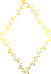 Rhombus Shape luxury gold frame golden vector flower frame wreath floral Vector laurel decoration picture frame branches elements wedding anniversary new year Christmas background