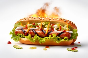 Delicious hot dog. generative ai