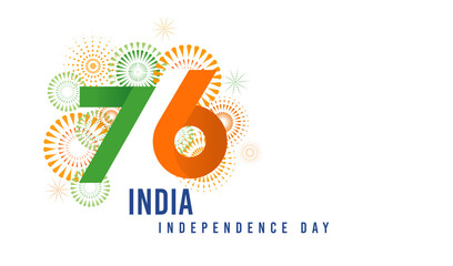 India Independence day, banner, poster and greeting card. 76 Year Anniversary Independence Day Logo