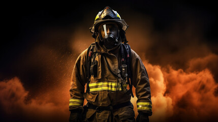 Naklejka premium The portrait fireman at work