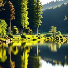A Lake by the Mountain Side