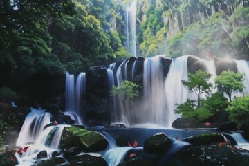 Beautiful Waterfall in a Forest