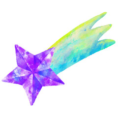 星　流れ星　水彩　手描き