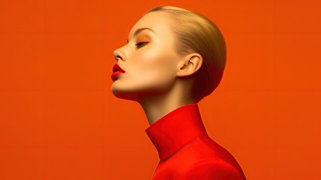 An illustration of a fashion portrait  combined with abstract art., AI Generated