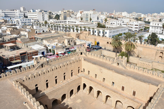 Sousse Ribat Aerial View with Sousse Cityscape, Tunisia