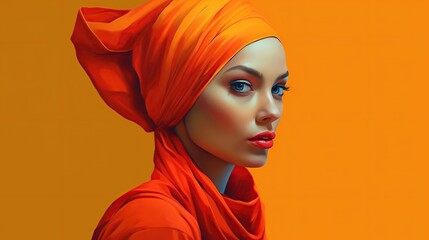 An illustration of a fashion portrait  combined with abstract art., AI Generated