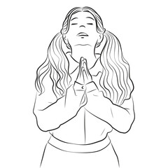beauty young girl posing praying