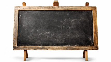 An aged blackboard placed on a white isolated background. Generative Ai