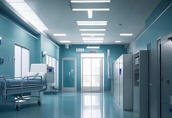 interior of the hospital room with medical equipments, Generative AI