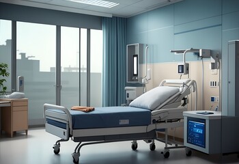 interior of the hospital room with medical equipments, Generative AI