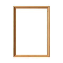 Modern wooden picture frame mockup isolated on transparent background, Portrait vertical minimal style artwork template for photo, image, picture, wall art, text, quote. generative ai