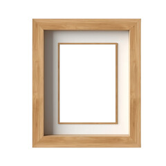 Wooden picture frame mockup isolated on transparent background, Recessed centered portrait vertical photo template for image, picture, wall art, text, quote, mini art print. generative ai
