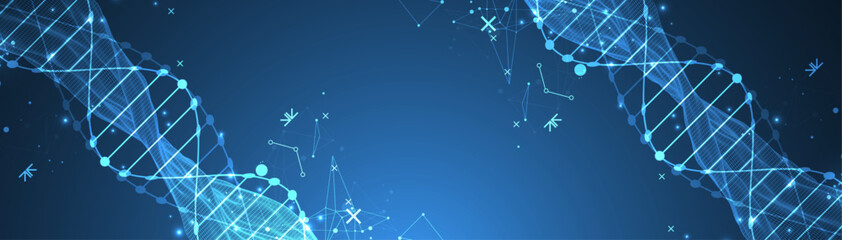 Abstract futuristic background for design works..Science template, wallpaper or banner with a DNA molecules.
