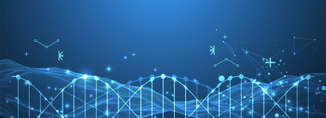 Abstract futuristic background for design works..Science template, wallpaper or banner with a DNA molecules.