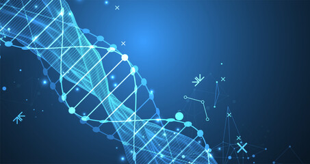 Abstract futuristic background for design works..Science template, wallpaper or banner with a DNA molecules.