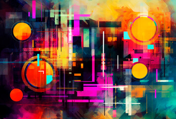 illustration of a geometric cyberpunk background