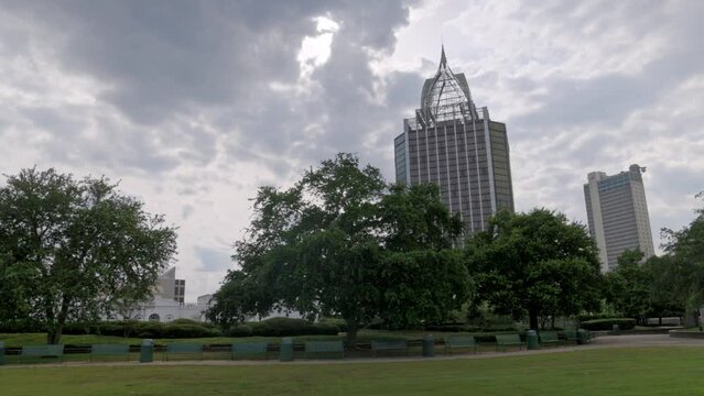 Mobile, Alabama skyline with video panning left to right.