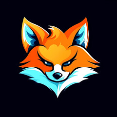 Obraz premium Cute smiling fox as flat logo design illustration (Generative AI)