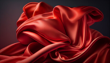 Red silk folded fabric luxurious cloth background