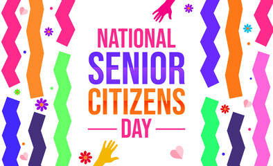 August 21 is observed as national senior citizens day, background design with colorful shapes and typography