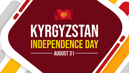 Kyrgyzstan independence day background with waving flag and typography