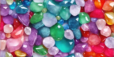 Fototapeta na wymiar Background of multi-colored, colorfull, shiny, glass, precious or semi-precious stones.
