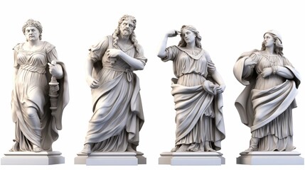 Marble statue. Isolated on white bacgkround. Generative Ai