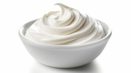 Sour cream, yogurt isolated on white background. Generative Ai