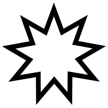 Bah&aacute;ʼ&iacute;, Nine-pointed star, According to the Abjad system of Isopsephy, the word Bah&aacute;' has a numerical equivalence of 9, and thus there is frequent use of the number 9 in Bah&aacute;ʼ&iacute; symbols.