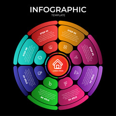 Obraz na płótnie Canvas Modern flat circular diagram infographic template vector illustration 