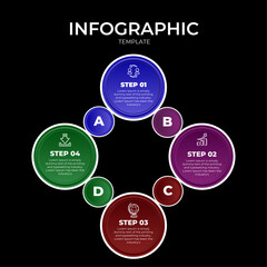 Four steps modern connecting infographic template vector illustration	