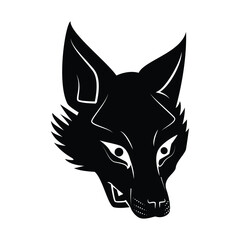 Black and white wolf head isolated on white background. Vector illustration.