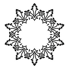 Decorative frame Elegant element for design in Eastern style, place for text. Floral black and white border. Lace illustration for invitations and greeting cards