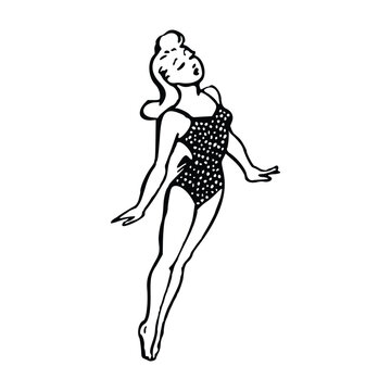 Fashion girl in a swimsuit. Vector illustration on white background.