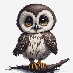 Fototapeta premium kawaii style full body shot of a dark brown baby Owl