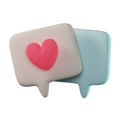 3D render Illustration of Speech Bubble with Heart