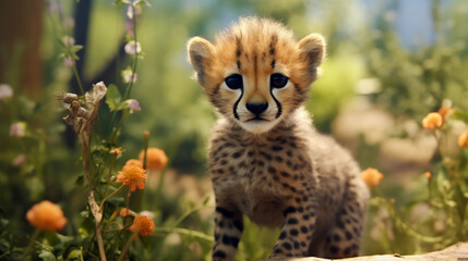 Cheetah cub baby. Generative AI