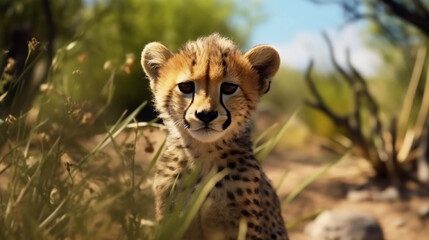 Cheetah cub baby. Generative AI
