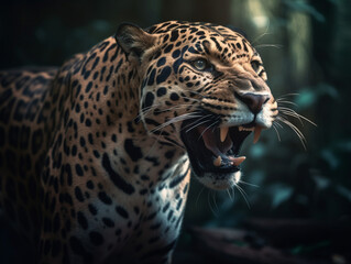 Fototapeta na wymiar close up on a jaguar, Generative AI
